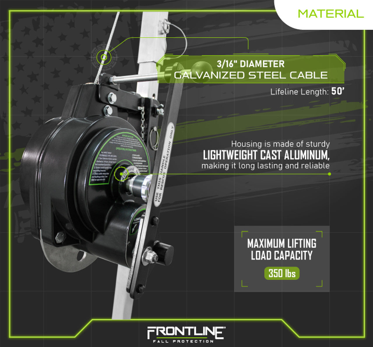 Frontline RAG503W-US Patriot™ 50' 3-Way Retrieval & SRL - Made in USA