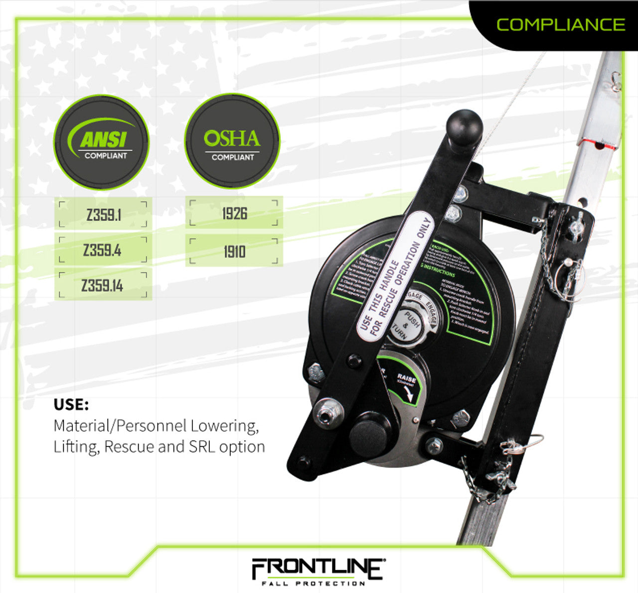 Frontline RAG503W-US Patriot™ 50' 3-Way Retrieval & SRL - Made in USA