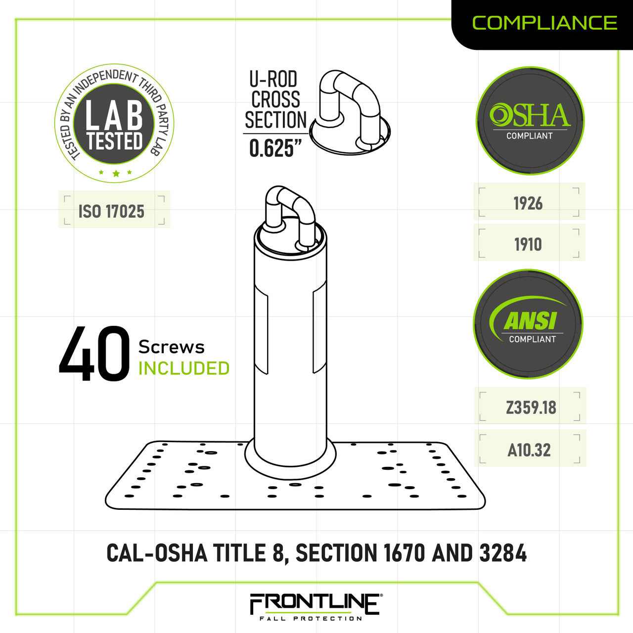 Frontline RO-CAL Commercial Roof Anchor CAL-OSHA Compliant