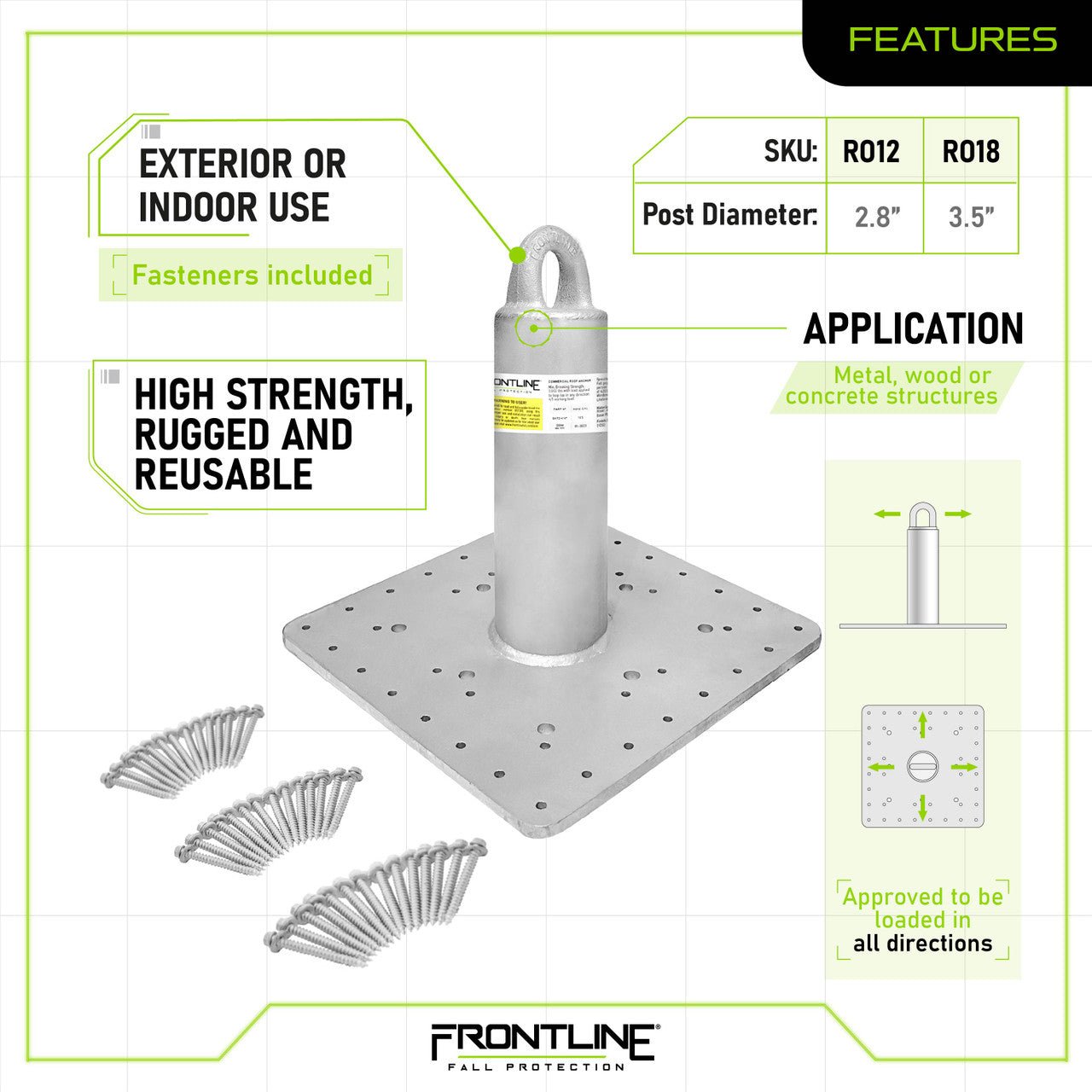 Frontline RO-CAL Commercial Roof Anchor CAL-OSHA Compliant