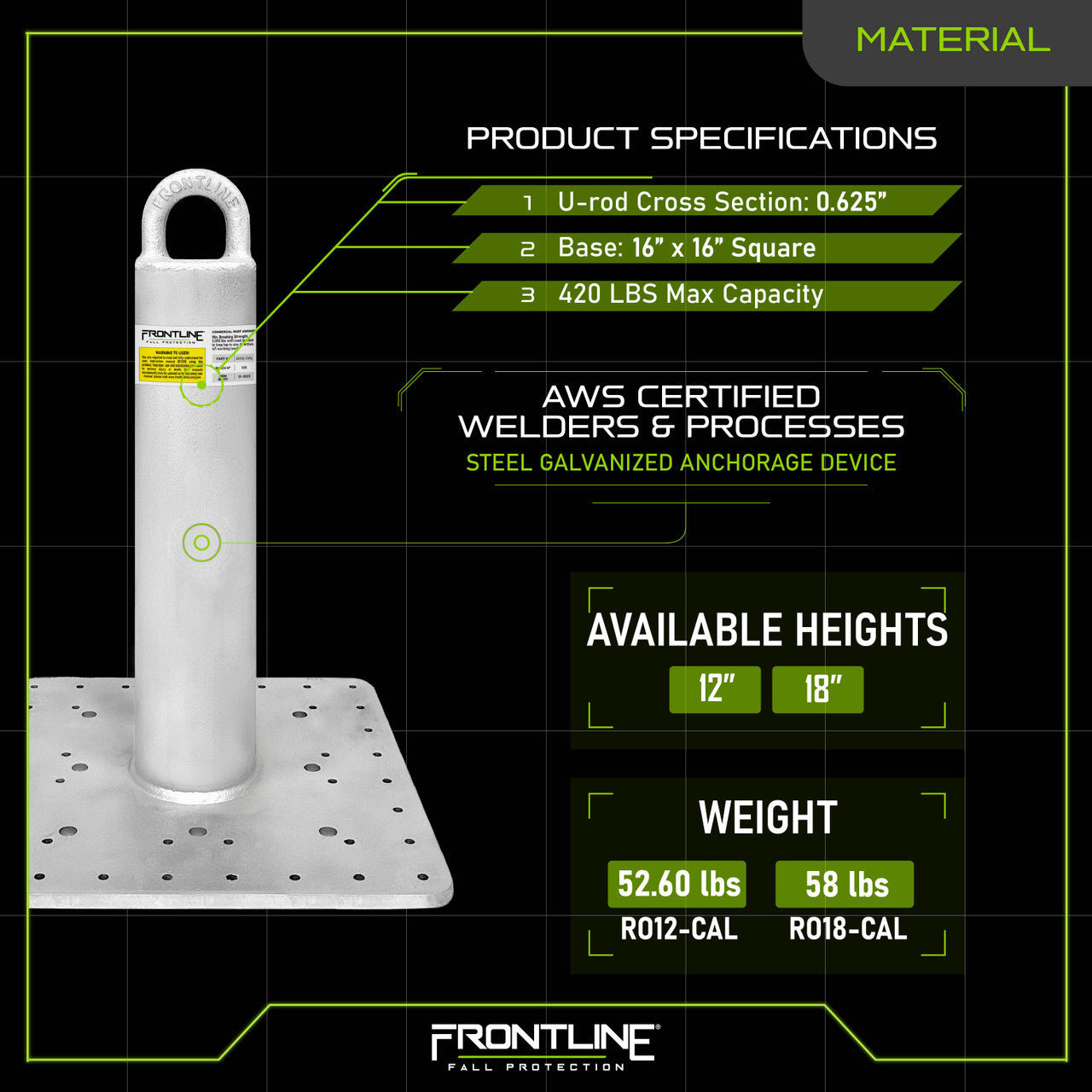 Frontline RO-CAL Commercial Roof Anchor CAL-OSHA Compliant