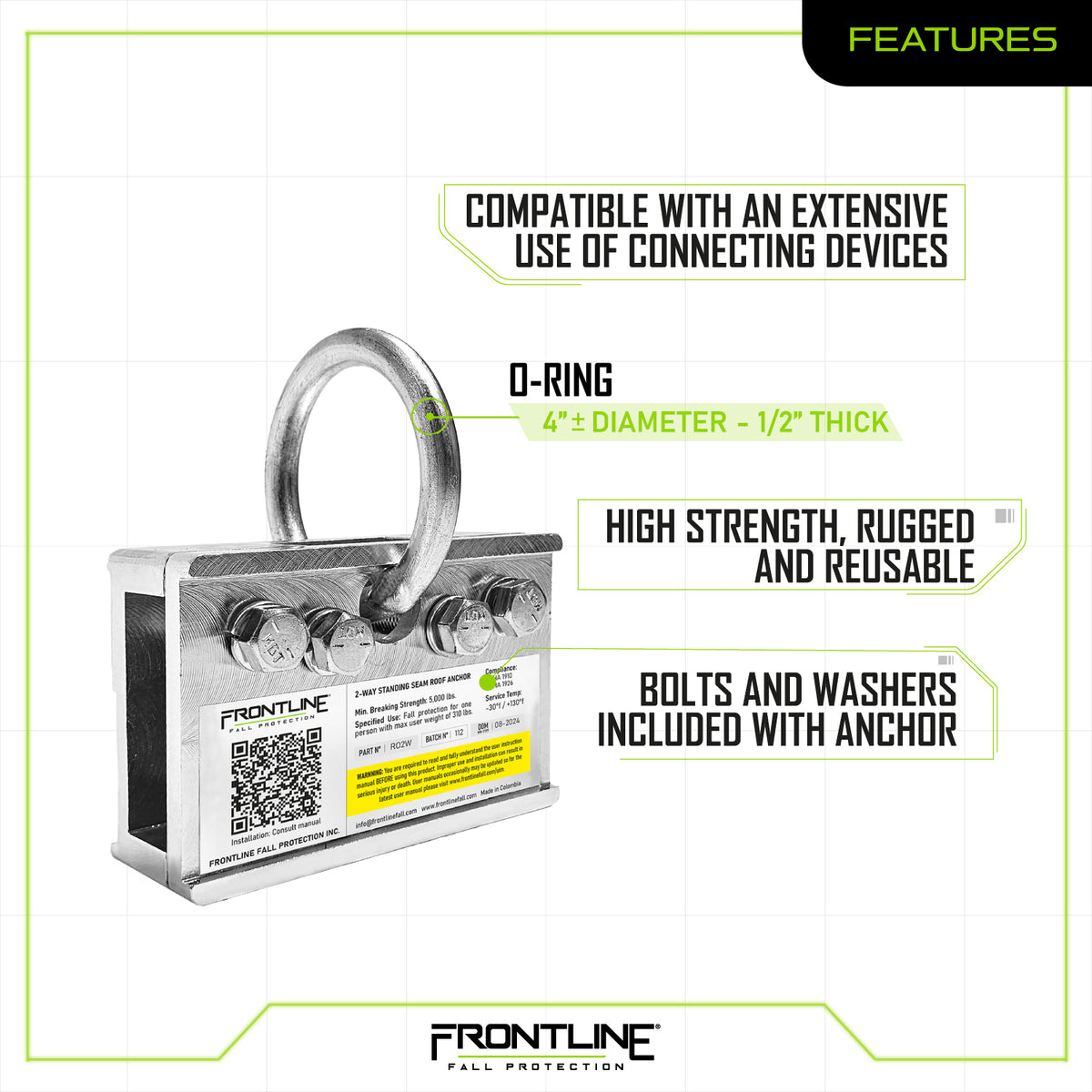 Frontline RO2W 2-Way Standing Seam Roof Anchor