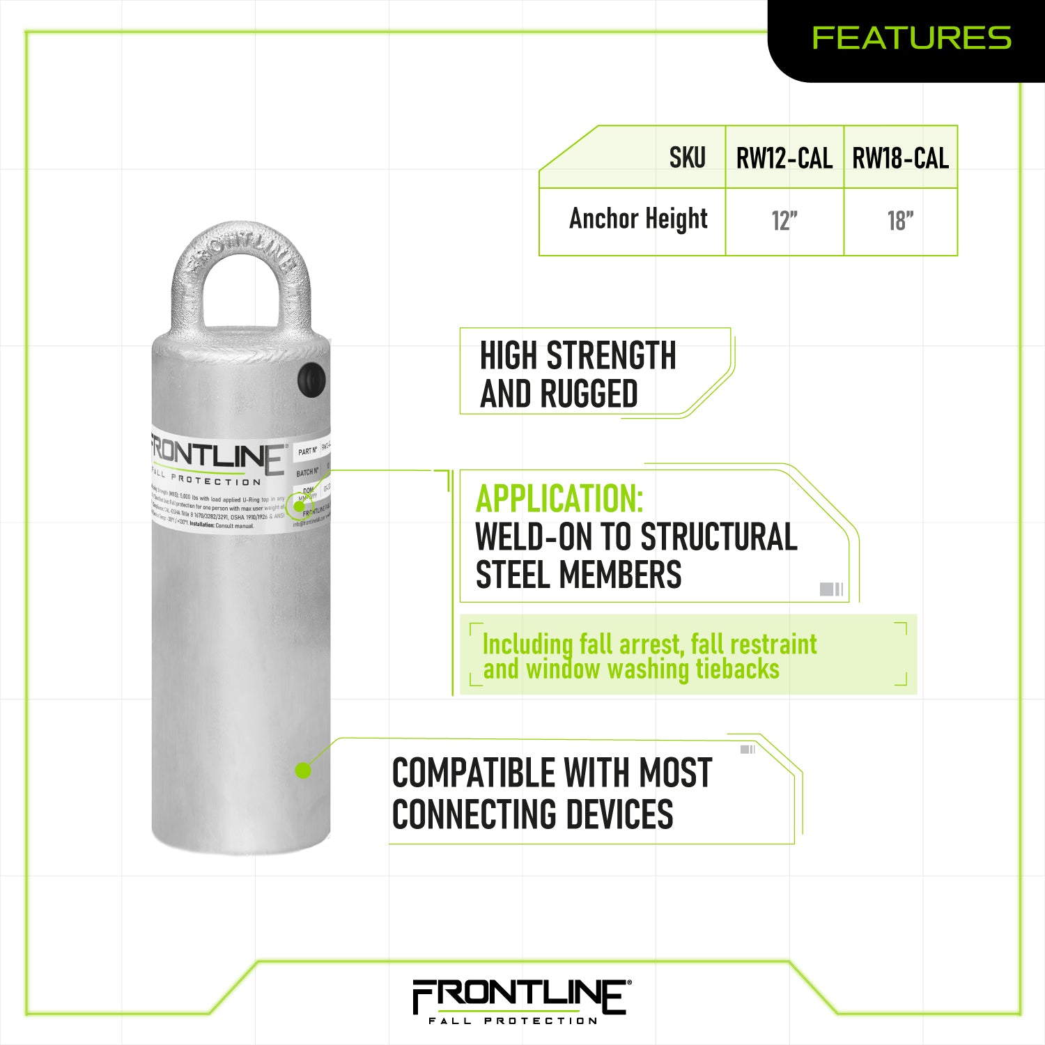 Frontline RW-CAL Weld-on Commercial Anchor CAL-OSHA