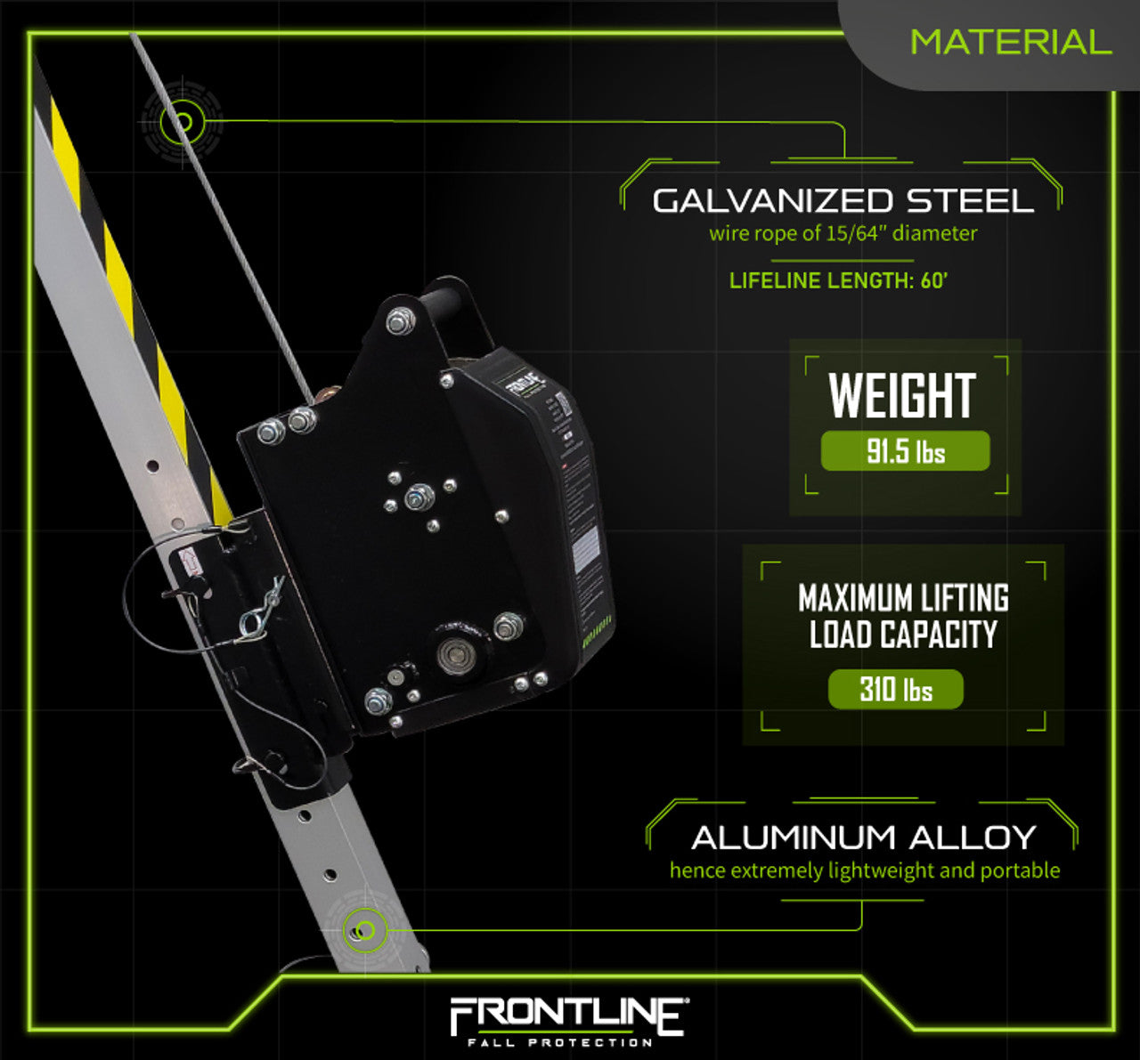 Frontline TAN10RU MEGApod Confined Space Kit 10' Aluminum Tripod with 60' Winch