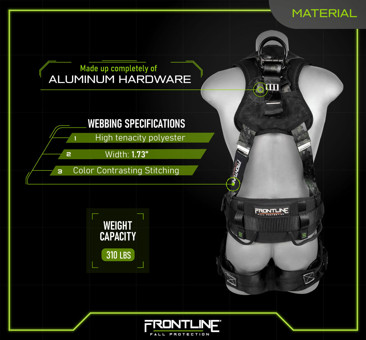 Frontline 110CTB-DC Digital Camo Full Body Harness with Aluminum Hardware and Suspension Trauma Straps