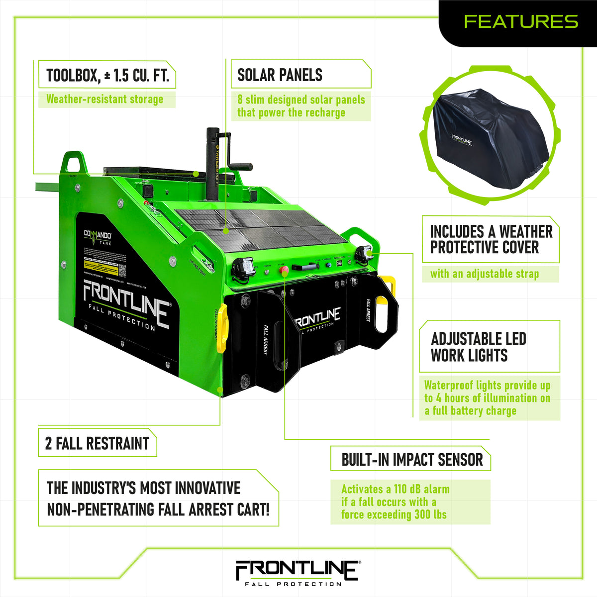 Frontline CMT04-SLR Commando Tank Non-Penetrating  Solar Powered Fall Protection Cart
