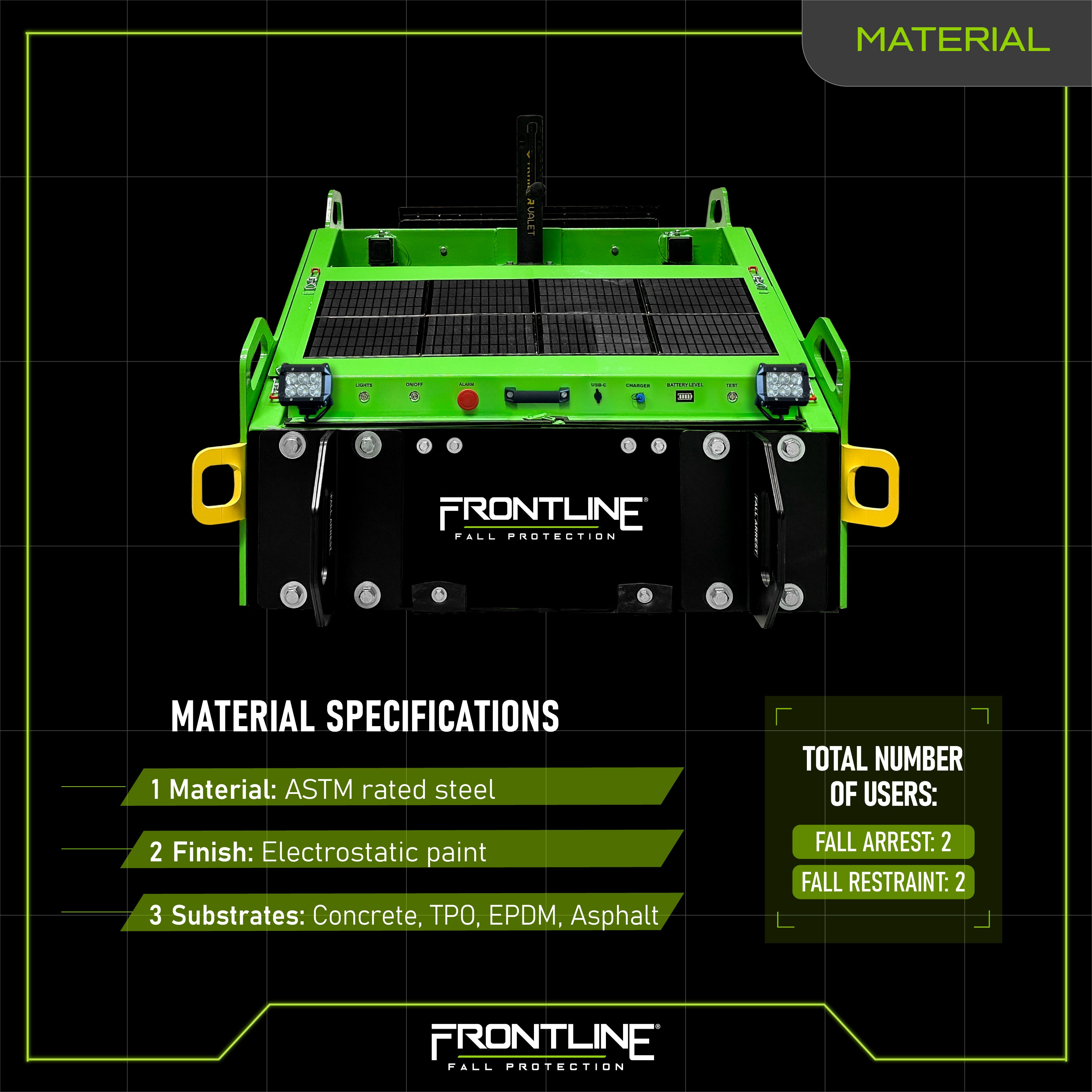 Frontline CMT04-SLR Commando Tank Non-Penetrating  Solar Powered Fall Protection Cart