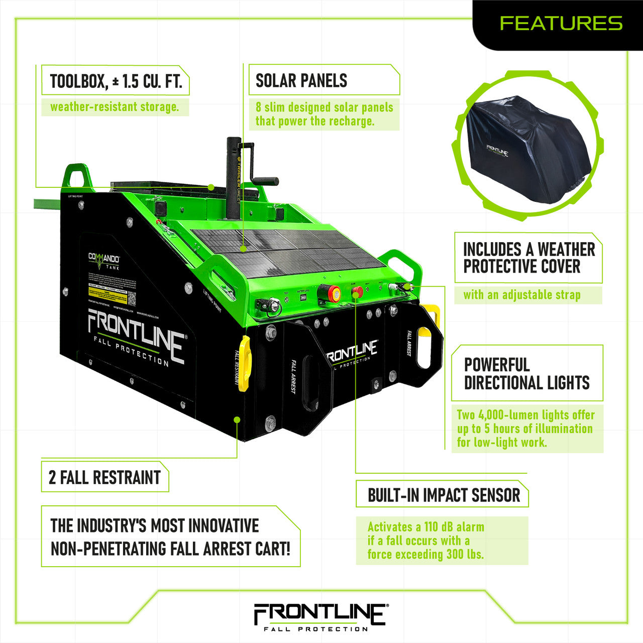 Frontline CMT04-SLR Commando Tank Non-Penetrating  Solar Powered Fall Protection Cart