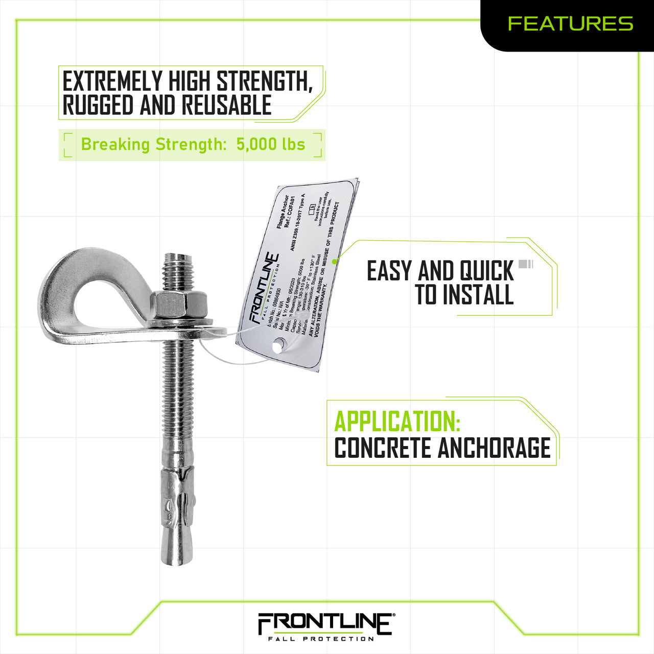 Frontline COFA01 + COFA01RB Stainless Steel Flange Anchor with Bolt