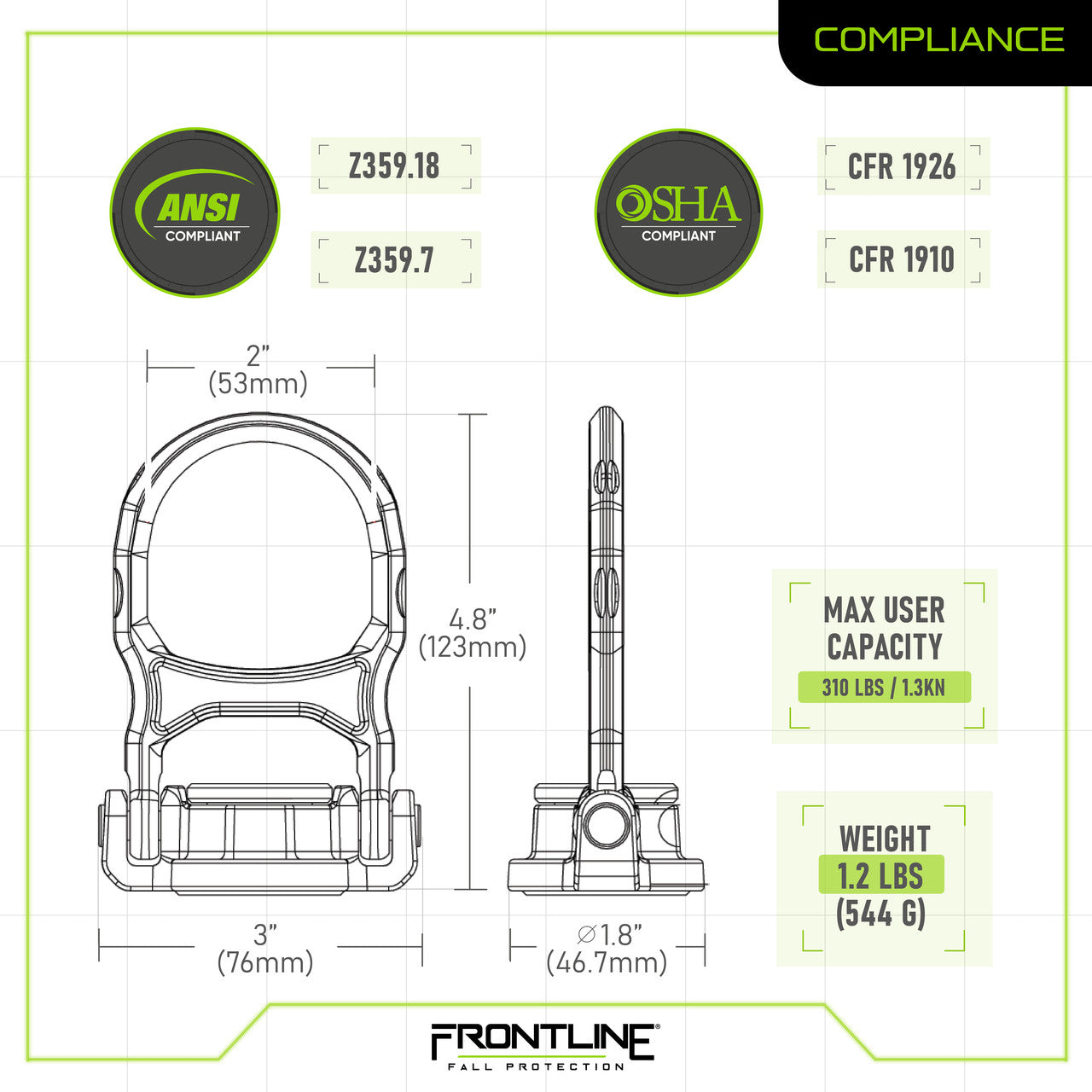 Frontline STWD5K ALPHA Swivel 5k Steel Anchor with Weld-on Puck