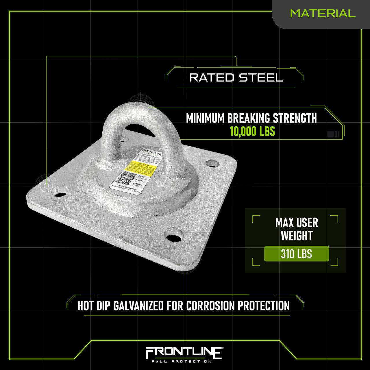 Frontline COP02-10K Concrete and Steel 10k Lbs Reusable Anchor Plate