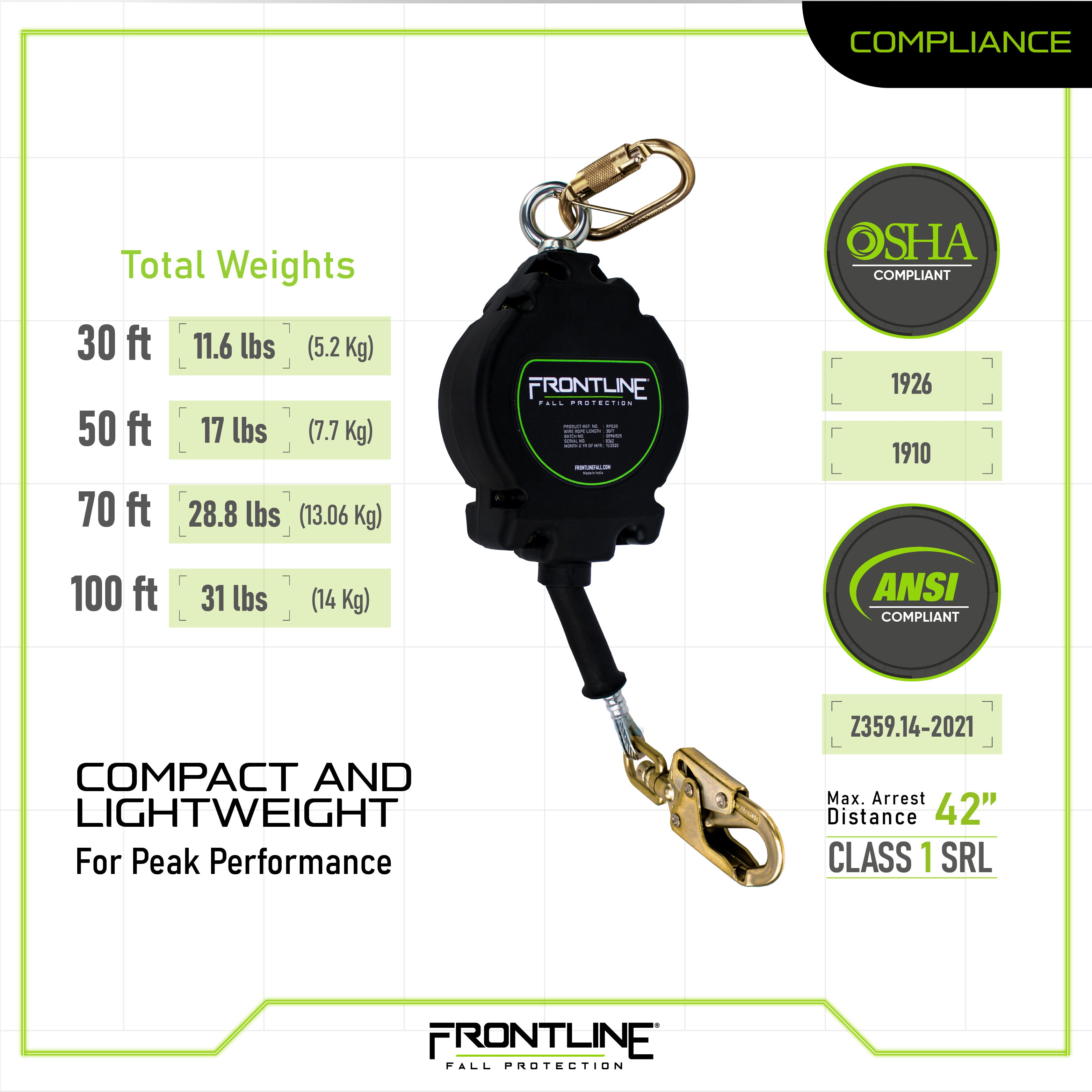 Frontline RPG Cable Single Leg SRL with Steel Snap Hook End