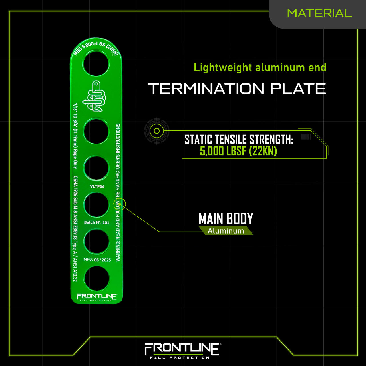 Frontline VLTP34 Rope Termination Plate – Frontline Fall Protection