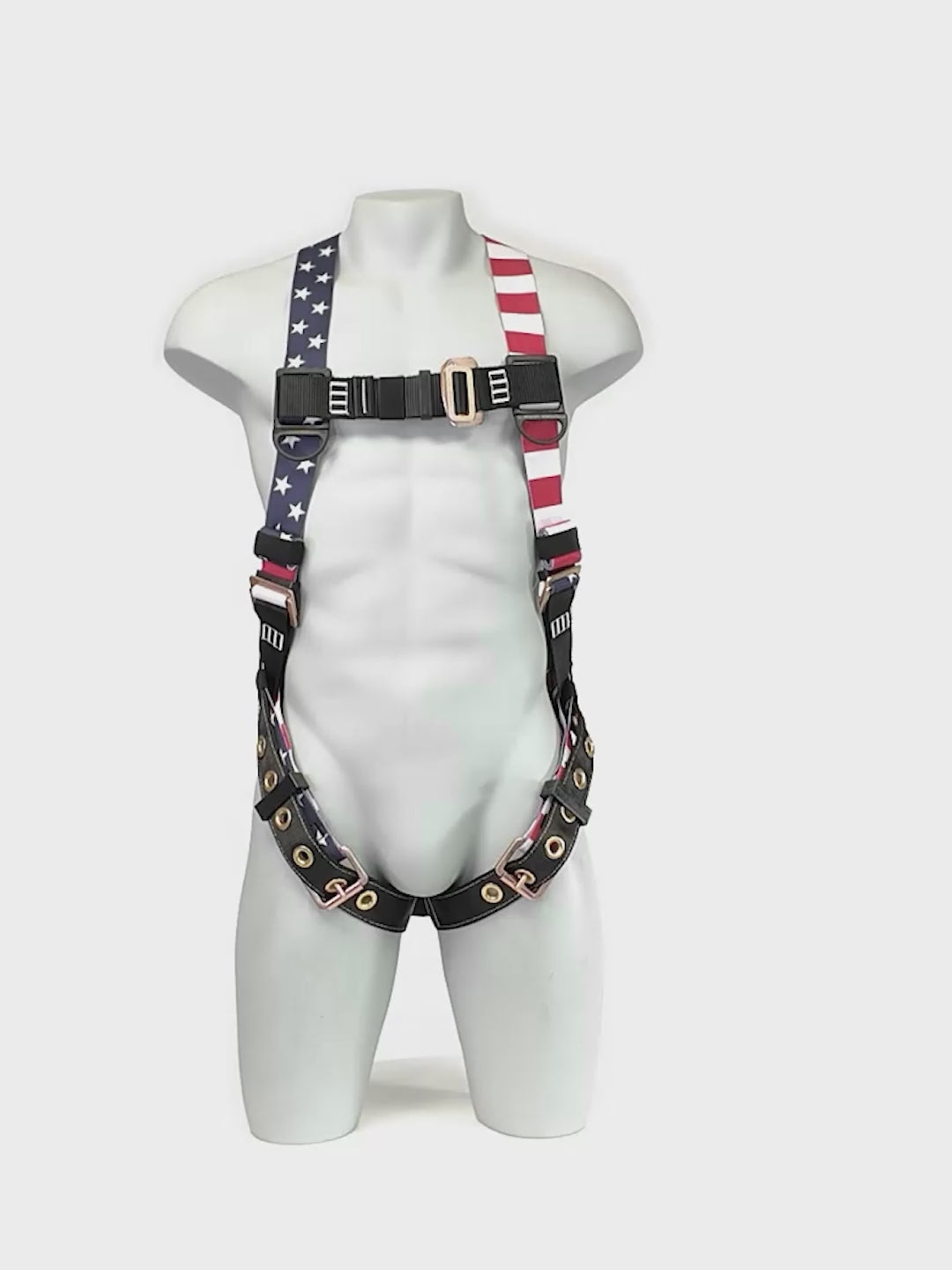 Load video: Frontline 100VTB-AM Combat™ American Style Economy Series Full Body Harness with Tongue Buckle Legs (Uni)