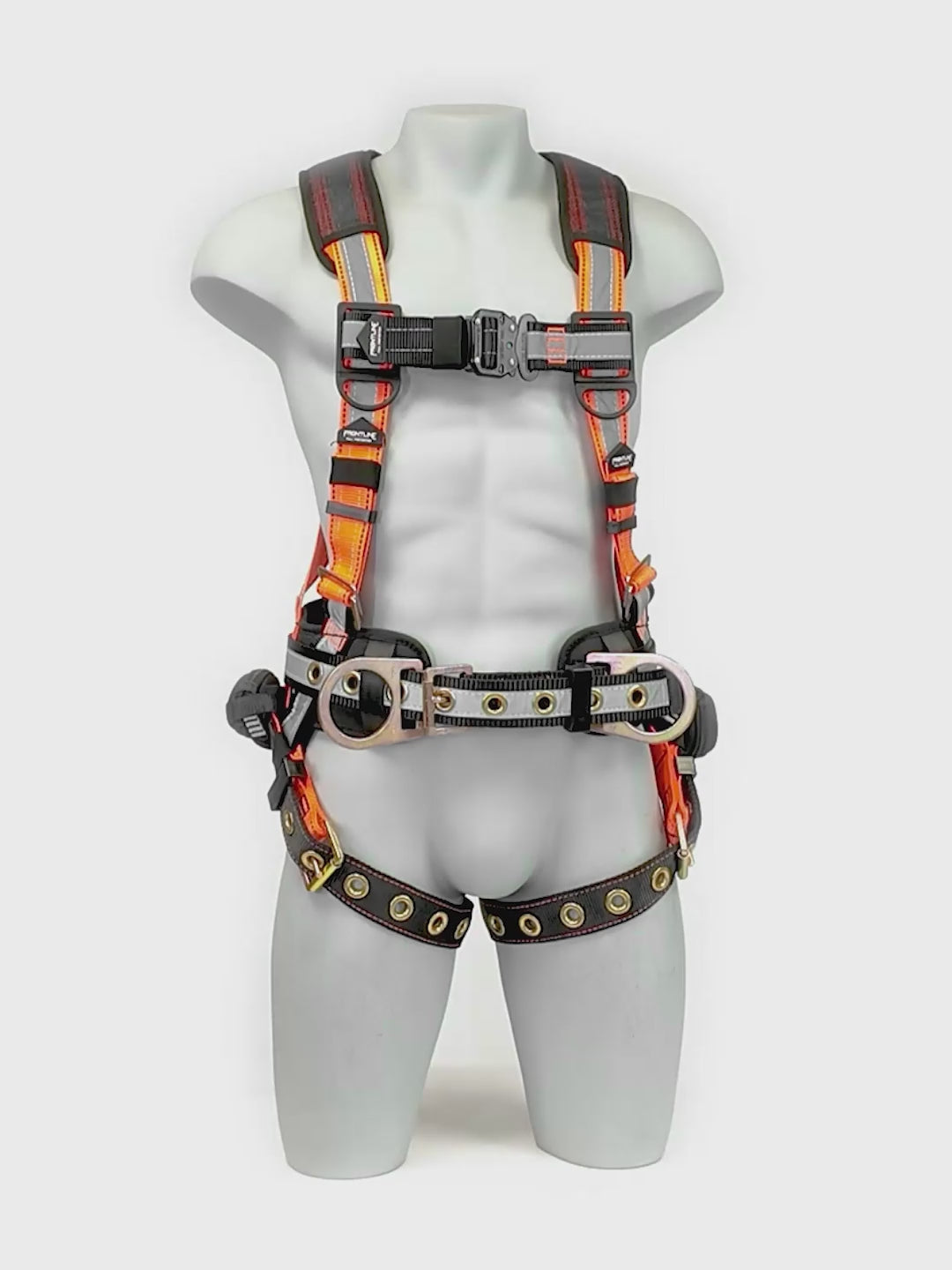 Load video: Frontline 100RCTB Combat™  Reflective Construction Full Body Harness with Tongue Buckle Legs and Trauma Straps