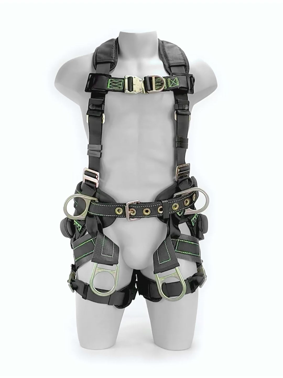 Load video: Frontline 350TWQC Patriot™ Tower Climbing Harness with Seat Sling, Airflo™ and Quick Connect Buckles - Made in USA