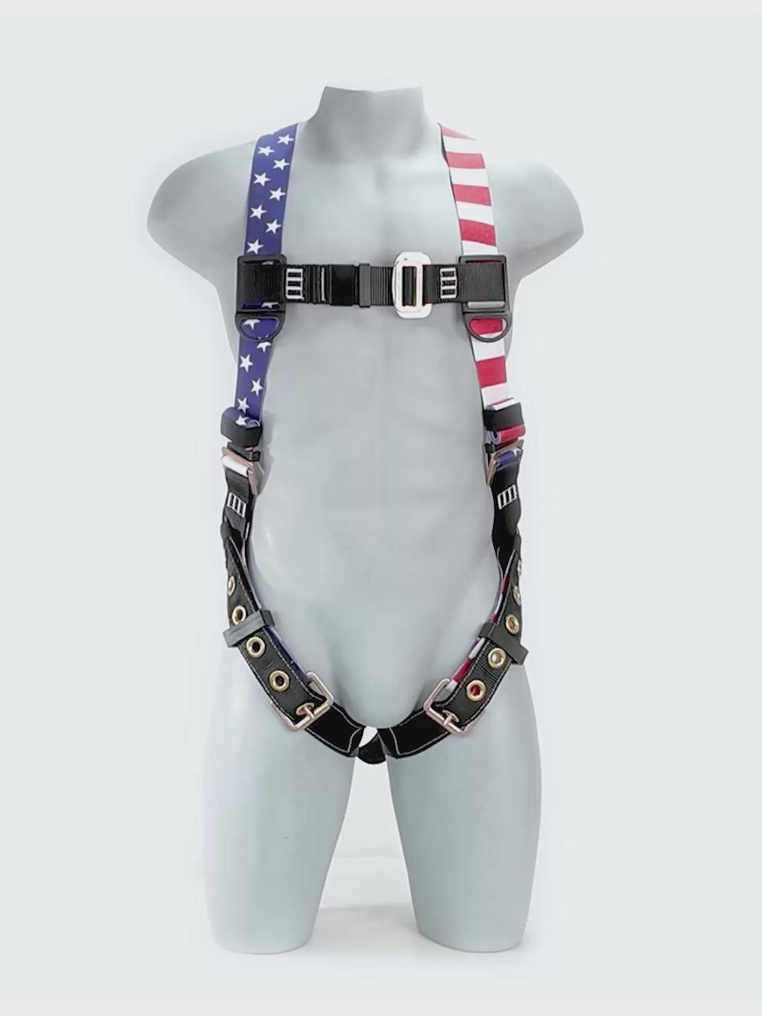 Load video: Frontline 100VTB-AM Combat™ American Style Economy Series Full Body Harness with Tongue Buckle Legs (Uni)