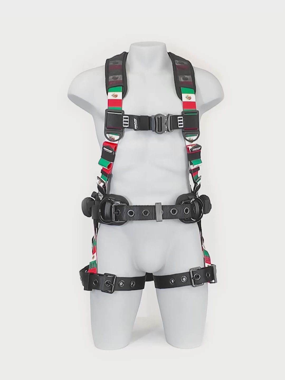 Load video: Frontline 110CTB-MX Combat™ Mexican Style Full Body Harness with Aluminum Hardware and Suspension Trauma Straps